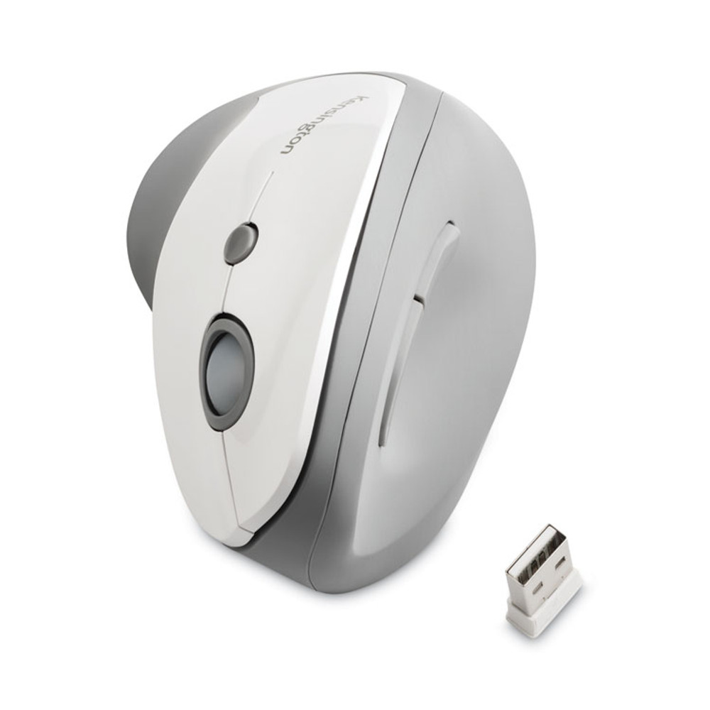 KENSINGTON 75520 Pro Fit Ergo Vertical Wireless Mouse, 2.4 GHz Frequency/65.62 ft Wireless Range, Right Hand Use, Gray