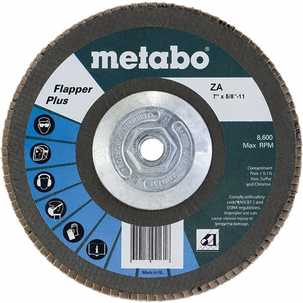 Metabo 629479000 Flap Disc: 5/8-11 Hole, 80 Grit, Zirconia Alumina, Type 27