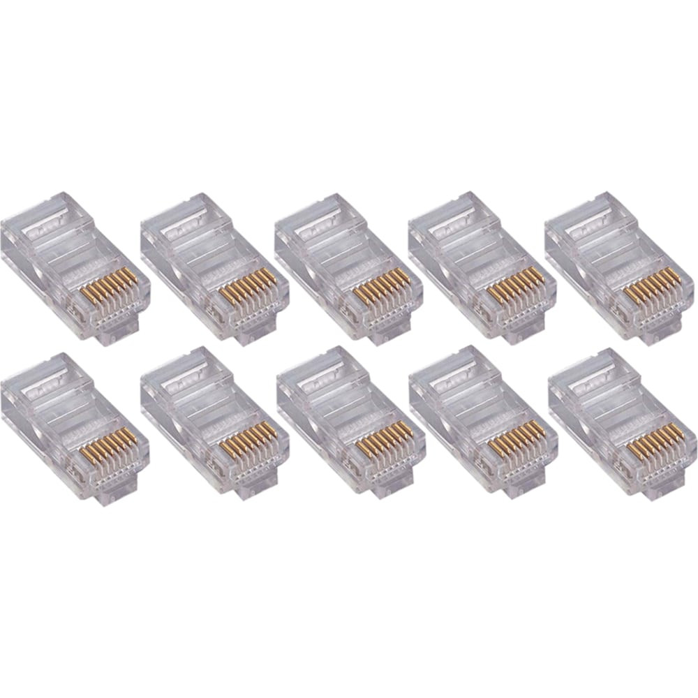 4XEM 4X50PKC6  50 Pack Cat6 RJ45 Modular Ethernet Plugs for Stranded or Solid CAT6 Cable - 50 Pack Modular RJ45 Ethernet ends for Cat6 stranded or solid CAT6 cable - 1 x RJ-45 Male - Gold-plated Contacts