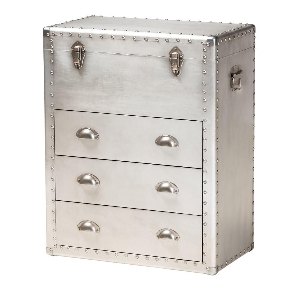WHOLESALE INTERIORS, INC. 2721-10245 Baxton Studio 30inH French Industrial Storage Cabinet, Silver