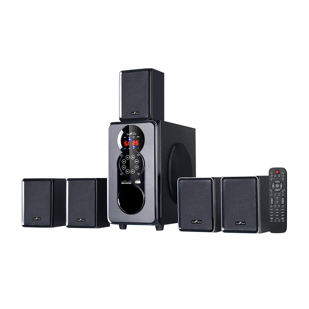 MEGAGOODS, INC. 99595505M BeFree Sound BFS-455 5.1-Channel Bluetooth Surround Sound Speaker System, 15-1/2inH x 22inW x 11inD, Black, 99595505M