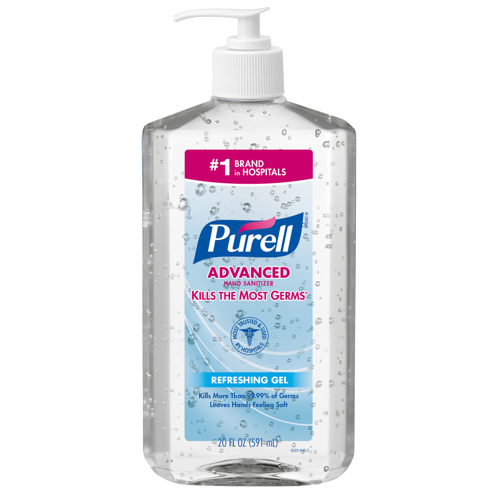 GOJO INDUSTRIES INC 3023-12EA PURELL Advanced Hand Sanitizer Refreshing Gel for Workplaces, Clean Scent, 20 fl oz Pump Bottle - 3023-12