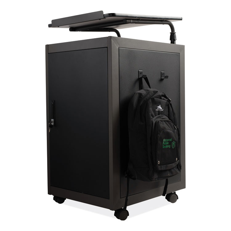 NATIONAL PUBLIC SEATING Oklahoma Sound® TWPL Teacher's WorkPod Lectern, 20 x 24 x 41, Charcoal Slate/Black