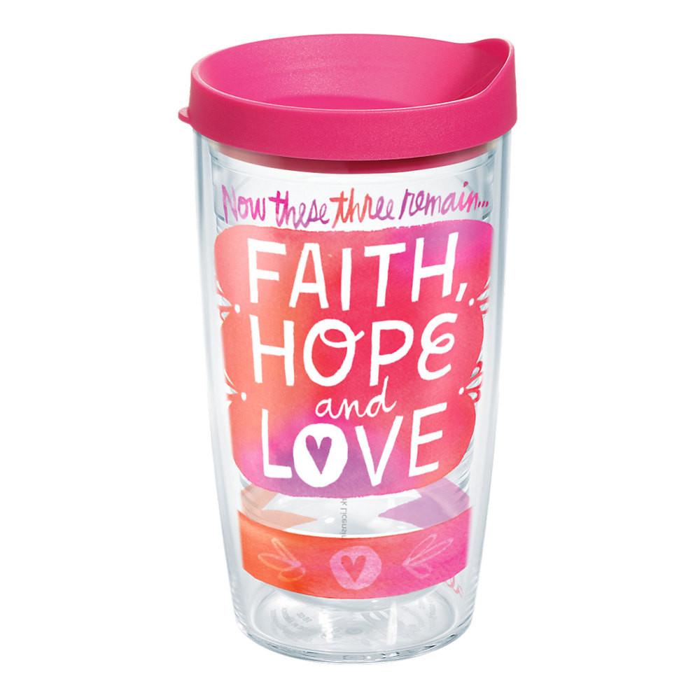 TERVIS TUMBLER COMPANY Tervis 01238675  Hallmark Faith Hope Love Tumbler With Lid, 16 Oz, Clear