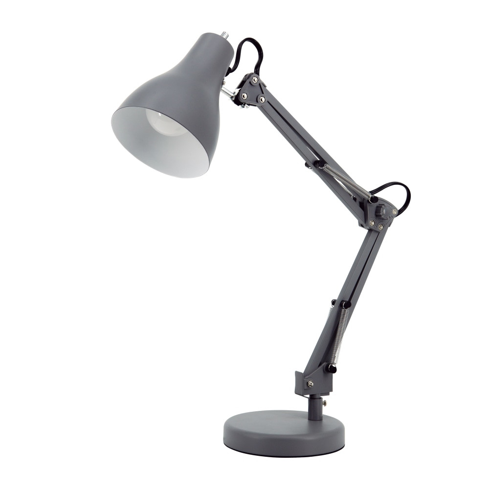 Infuse your space with focused light courtesy of the Realspace Trazio LED Architect Task Lamp. An adjustable arm allows you to direct bright light where you need it most to study, read or relax after a long day.  Durable metal weighted base and clamp-on bracket provide dual mounting options.  Cone-shaped metal shade.  Adjustable height, shade and arm allow you to focus light where you need it most.  Rotary switch allows for simple on/off.  5-7/16' cord can reach a distant outlet.  Requires a 9W LED bulb (included) or a 40W incandescent bulb.  Energy-efficient, 800 lumen 9-watt LEDs that is replaceable; the bulb has rated average life of approximately 30,000 usage hours.  Green rating based on energy efficient light bulb.  Energy efficient - designed to use less energy than alternative products, potentially helping you save money and reduce your carbon footprint.