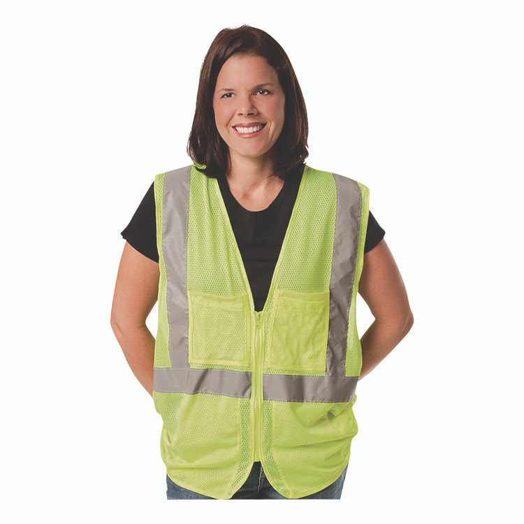 PROTECTIVE INDUSTRIAL PRODUCTS INC PIP 302MVGZLYXL Zipper Safety Vest, X-Large, Hi-Viz Lime Yellow