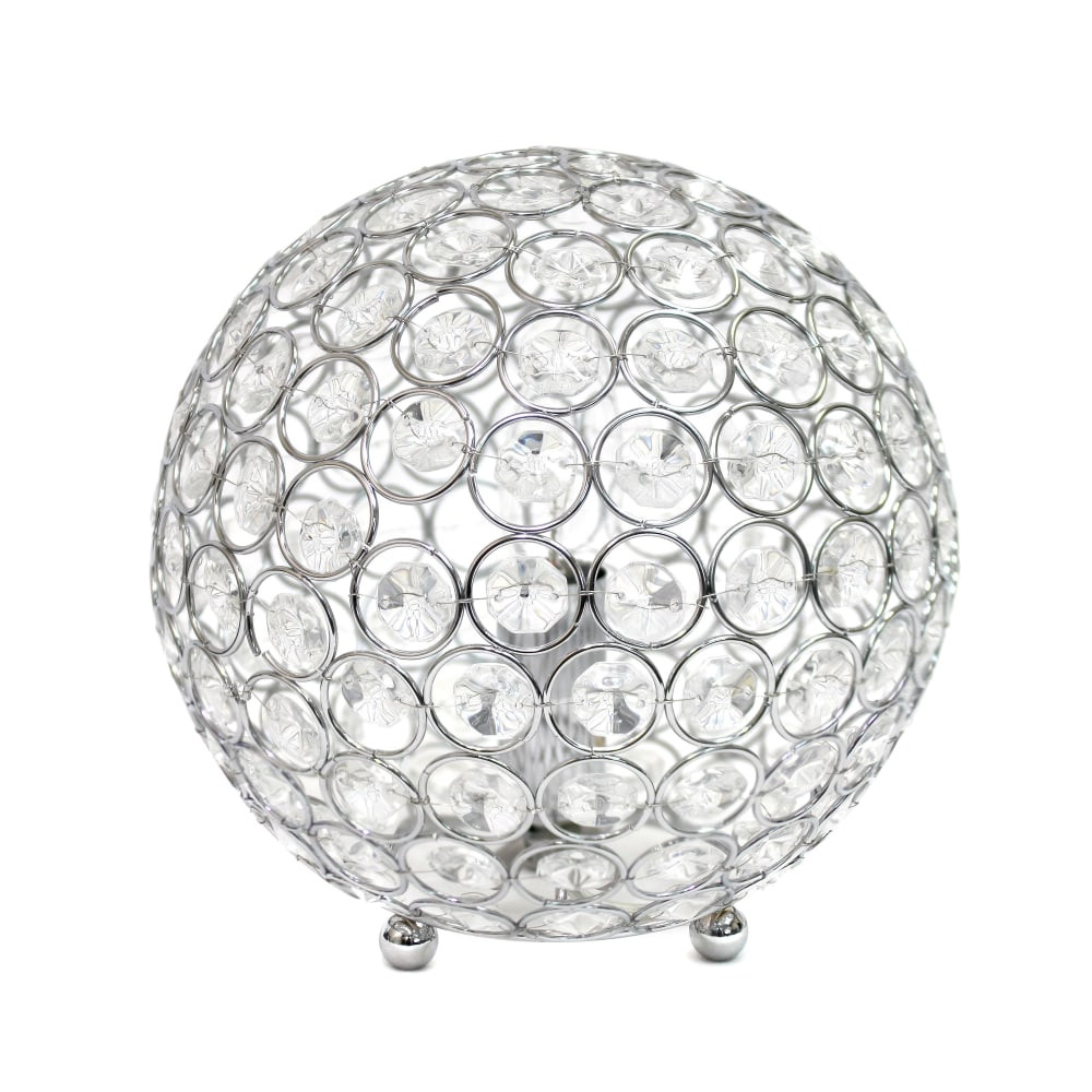 ALL THE RAGES INC Lalia Home LHT-3009-CH  Elipse Glamorous Crystal Orb Table Lamp, 8inH, Chrome