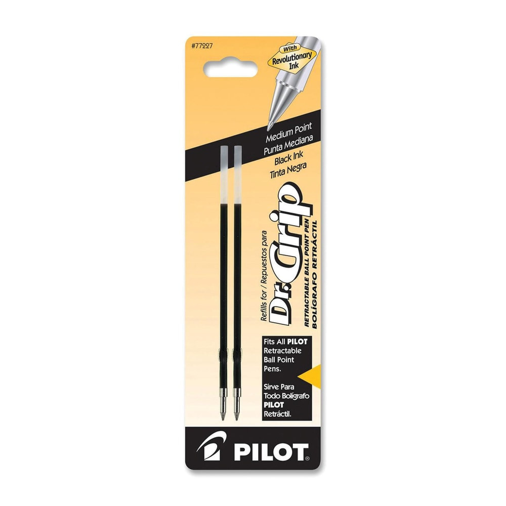 PILOT CORPORATION OF AMERICA 77227 Pilot Ballpoint Pen Refills, Fits Dr. Grip & All Pilot Retractable Ballpoint Pens, Medium Point, 1.0 mm, Black, Pack Of 2