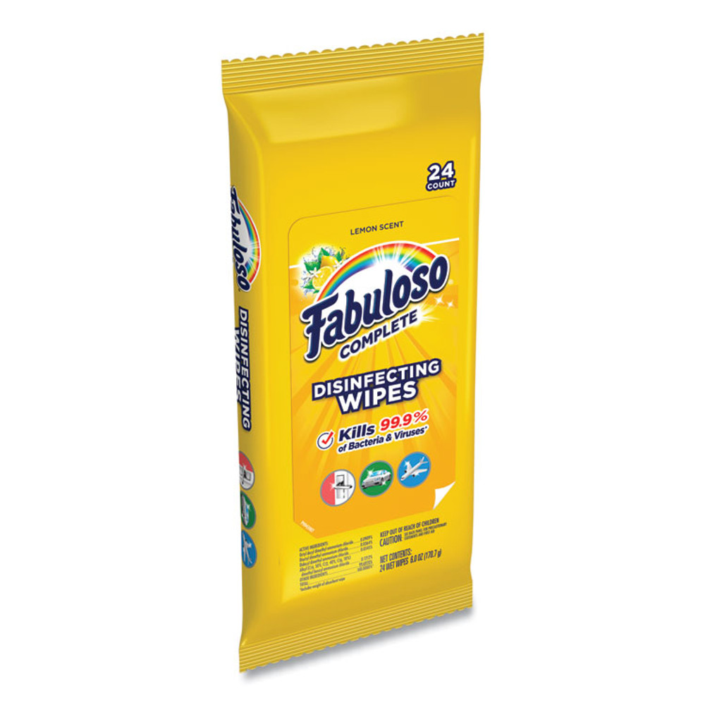 COLGATE PALMOLIVE, IPD. Fabuloso® 98719 Multi Purpose Wipes, 1-Ply, 7 x 7, Lemon, White, 24/Pack, 12 Packs/Carton