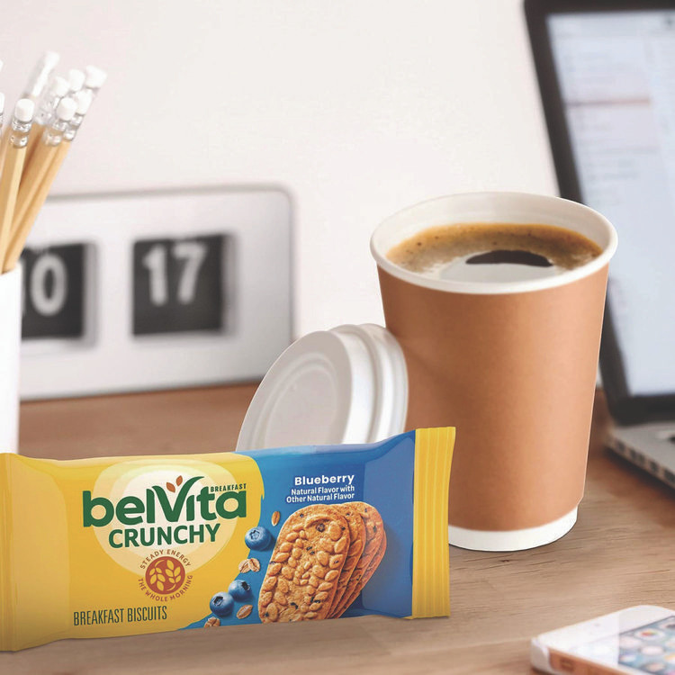 NABISCO FOOD GROUP 02908 belVita Breakfast Biscuits, 1.76 oz Pack, Blueberry, 8 Packs/Box, 8 Boxes/Carton