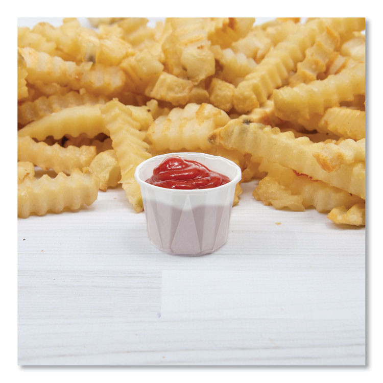 DART SOLO® 075 Paper Portion Cups, 0.75 oz, White, 250/Bag, 20 Bags/Carton