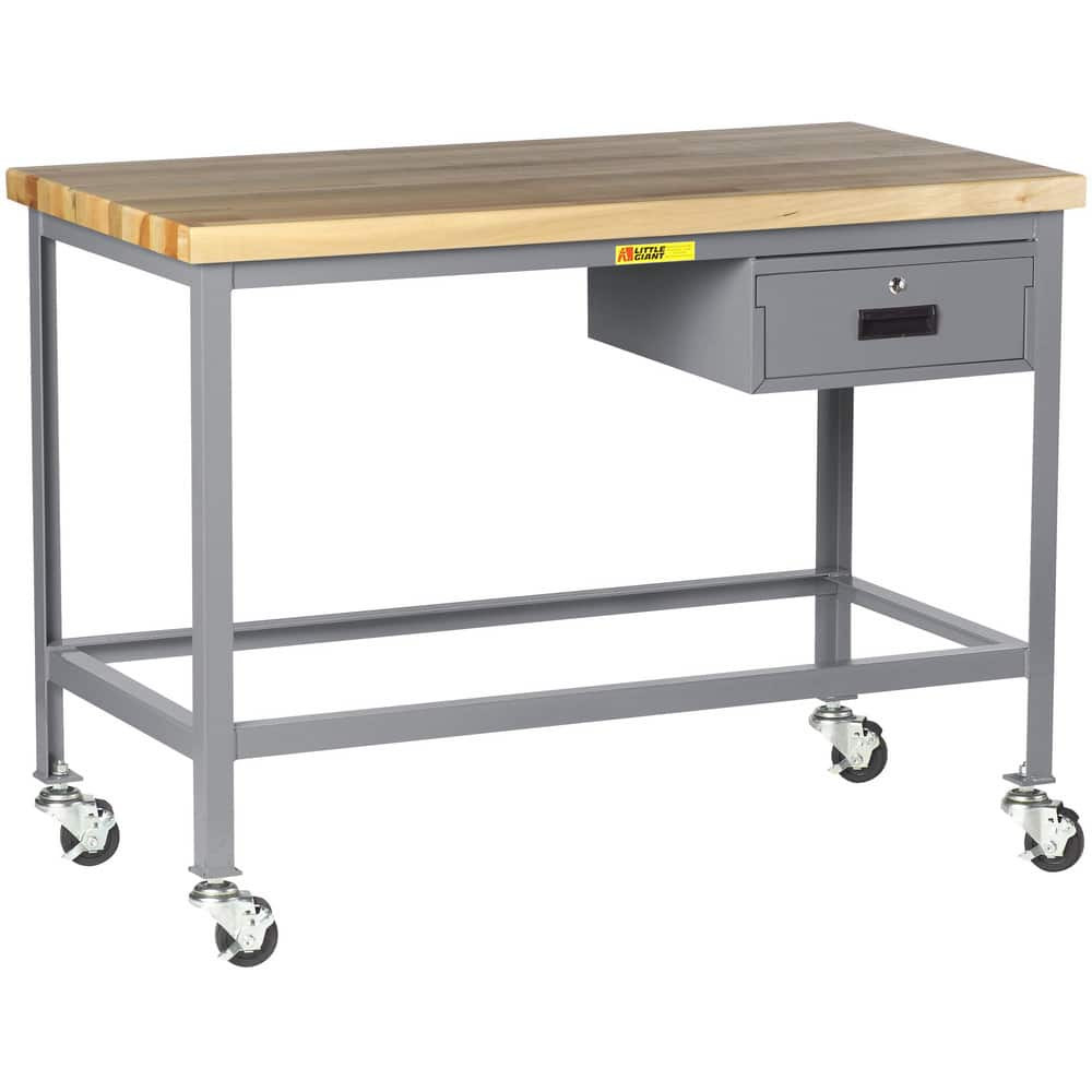Little Giant. WT-3072-3RDR Mobile Work Benches; Bench Type: Butcher Block Work Center ; Edge Type: Square ; Depth (Inch): 30 ; Leg Style: Fixed ; Load Capacity (Lb. - 3 Decimals): 1000.000 ; Height (Inch): 35