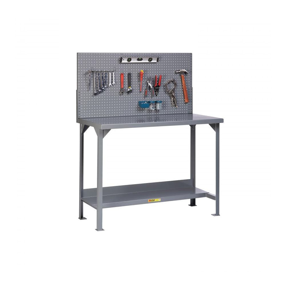 Little Giant. WST2-3660-36-PB Stationary Heavy-Duty Workbench with Pegboard Panel: Powder Coated Gray