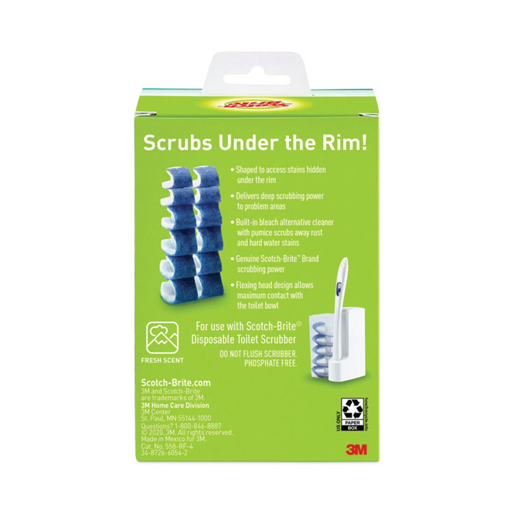 3M/COMMERCIAL TAPE DIV. Scotch-Brite® 558RF Disposable Toilet Scrubber Refill, Blue/White, 10/Pack