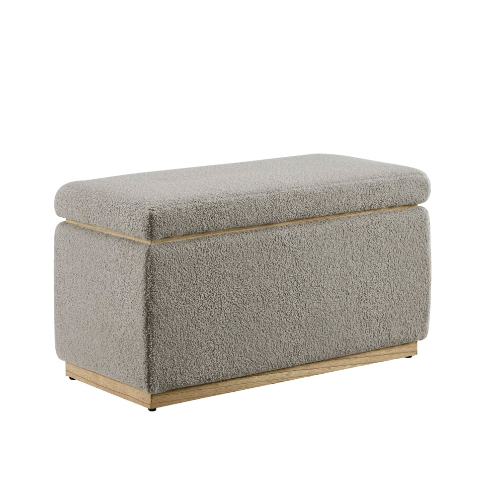 LINON HOME DECOR PRODUCTS, INC OFDP2964 Linon Brenock Sherpa Rectangle Storage Ottoman, 18inH x 32inW x 16inD, Gray/Natural