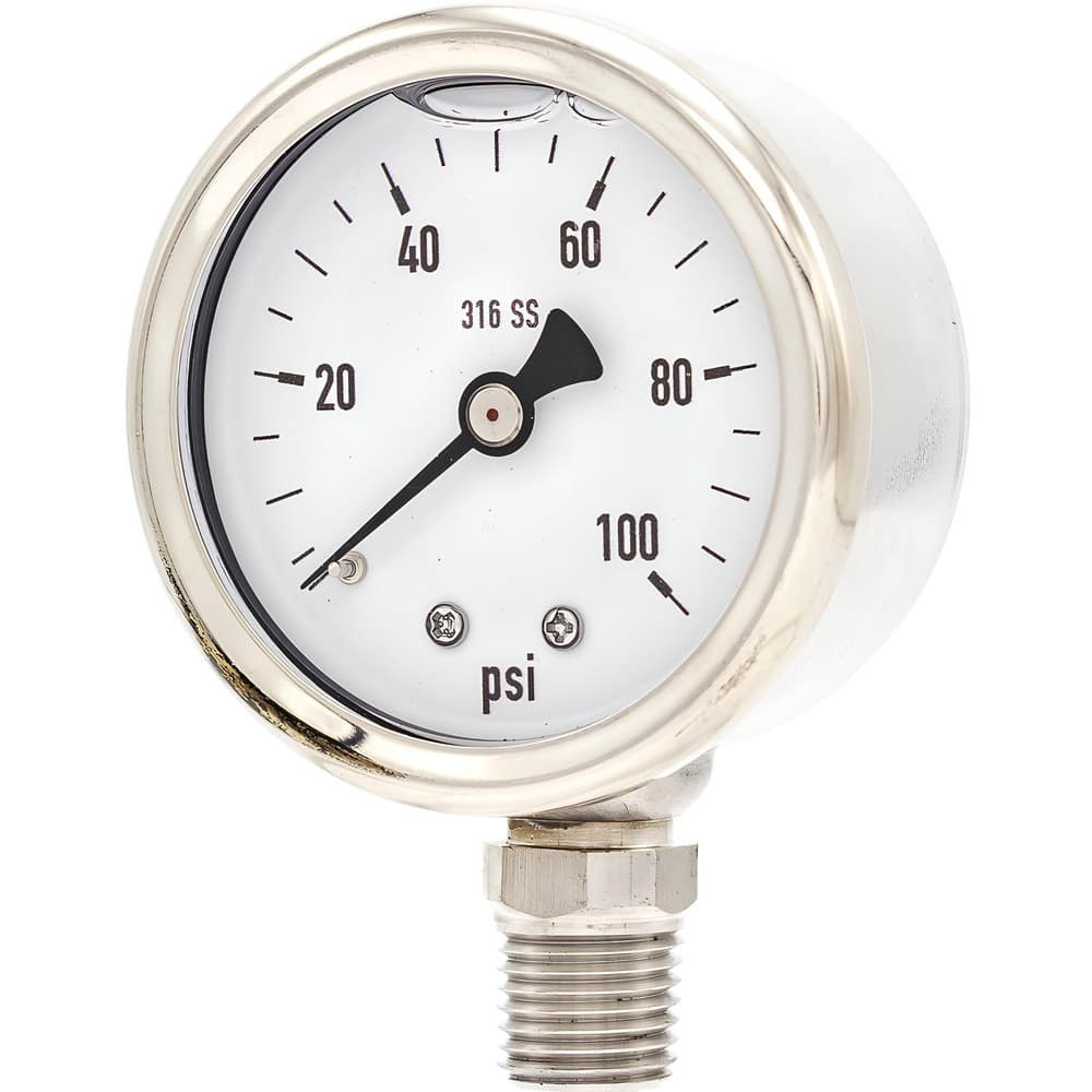 PIC Gauges PRO-301L-204E Pressure Gauges; Gauge Type: Industrial Pressure Gauges ; Scale Type: Single ; Accuracy (%): 3-2-3% ; Dial Type: Analog ; Thread Type: NPT ; Bourdon Tube Material: 316 Stainless Steel