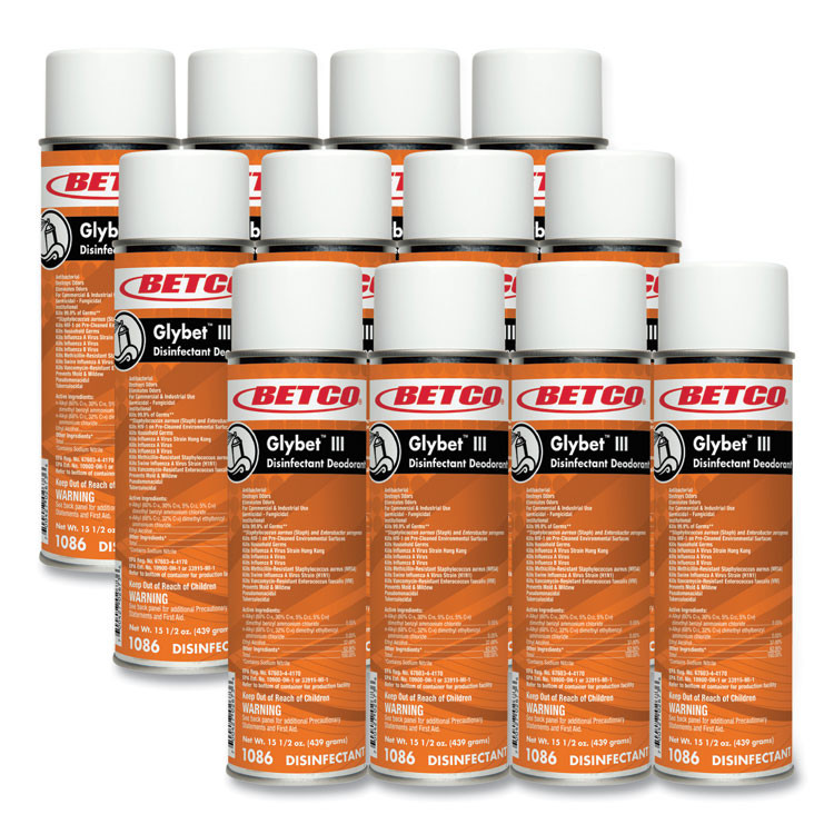 BETCO CORPORATION 10862300 Glybet III Disinfectant, Citrus Bouquet Scent, 15.5 oz Aerosol Spray, 12/Carton