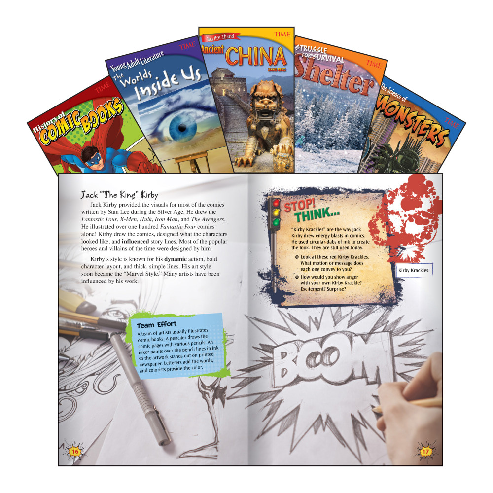 Packed with high-interest articles, this text set is an easy way to quickly fill your classroom library with educational content that your students will enjoy reading. The eye-catching pictures and factual sidebars help ensure that kids stay engaged all the way through until the end.  Complex and interesting texts help kids strengthen their reading comprehension skills.  Table of contents, glossary, index and readers guide direct students to the articles that spark their interest the most.  Attention-grabbing pictures and sidebars help keep young learners fully engaged.  Aligned to meet state and national standards.  Designed for students in grade 6.  Set includes 5 books to quickly fill your classroom shelves.
