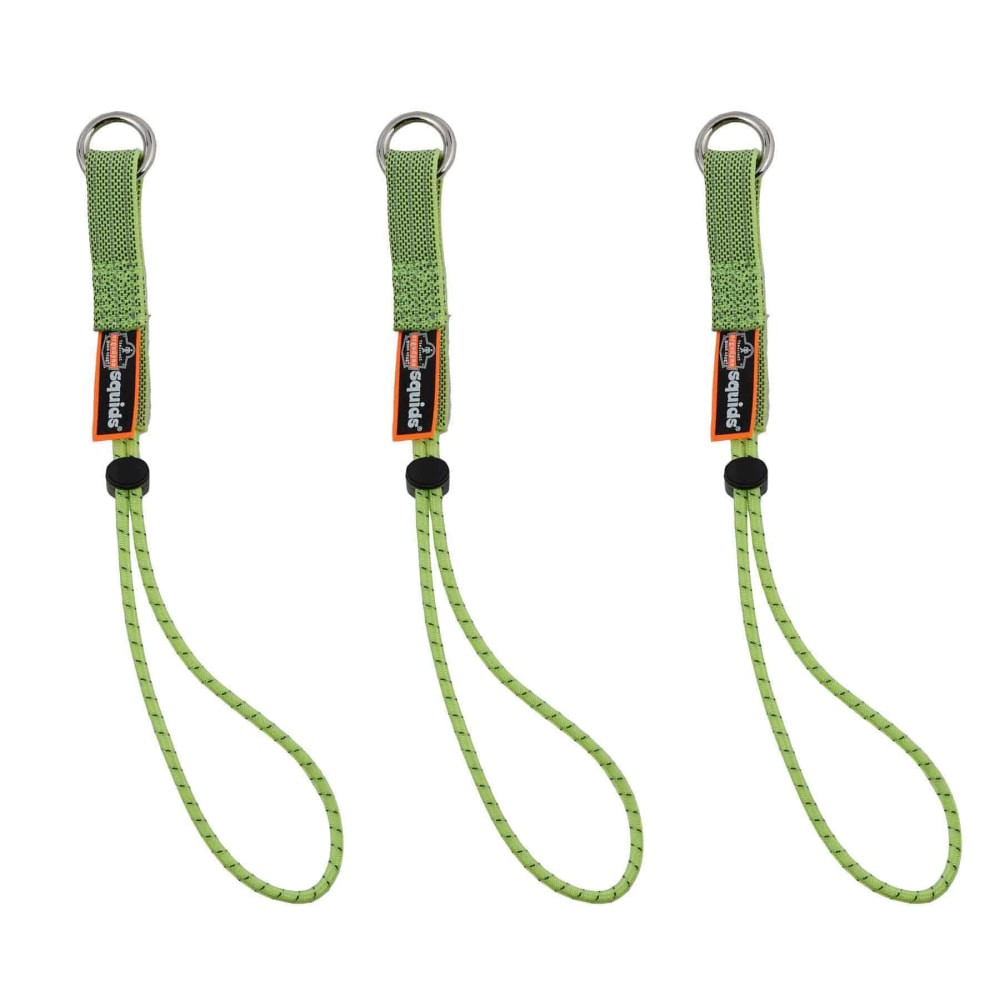 ERGODYNE CORPORATION 19767 Ergodyne Squids 3703 Standard Elastic Loop Tool Tails, 15 Lb, Lime, 3 Tails Per Pack, Case Of 6 Packs