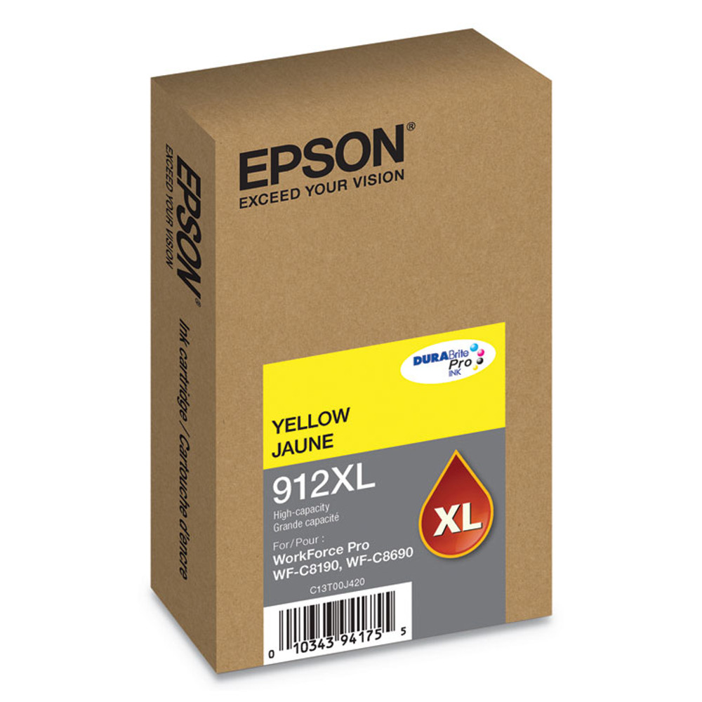 EPSON AMERICA, INC. T912XL420 T912XL420 (912XL) DURABrite Pro High-Yield Ink, 4600 Page-Yield, Yellow