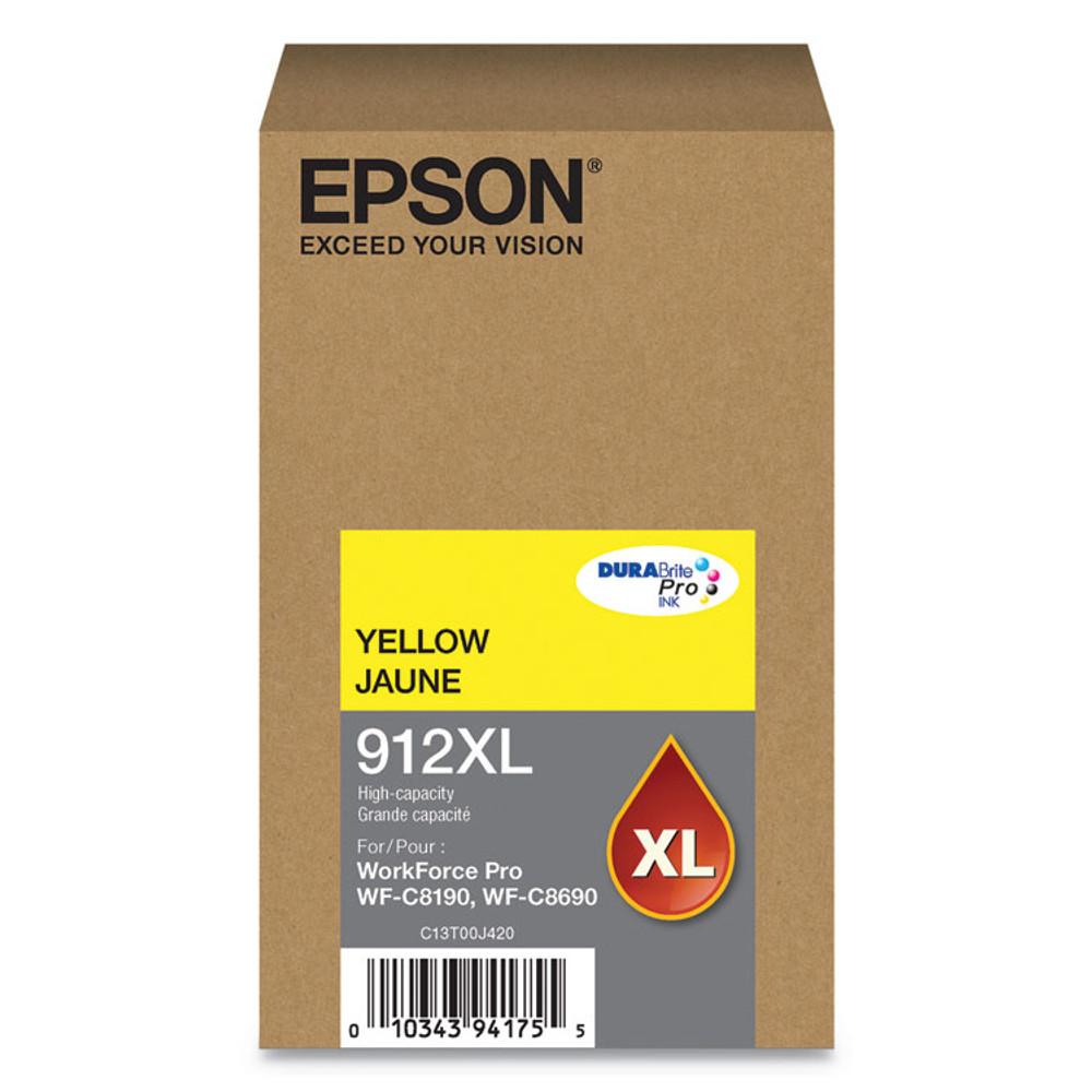 EPSON AMERICA, INC. T912XL420 T912XL420 (912XL) DURABrite Pro High-Yield Ink, 4600 Page-Yield, Yellow