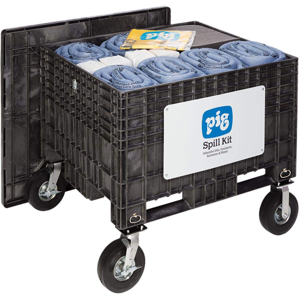 New Pig KIT204-01 Spill Kits; Kit Type: Universal Spill Kit; Container Type: Chest; Absorption Capacity: 143 gal; Color: Black; Portable: Yes; Capacity per Kit (Gal.): 143 gal