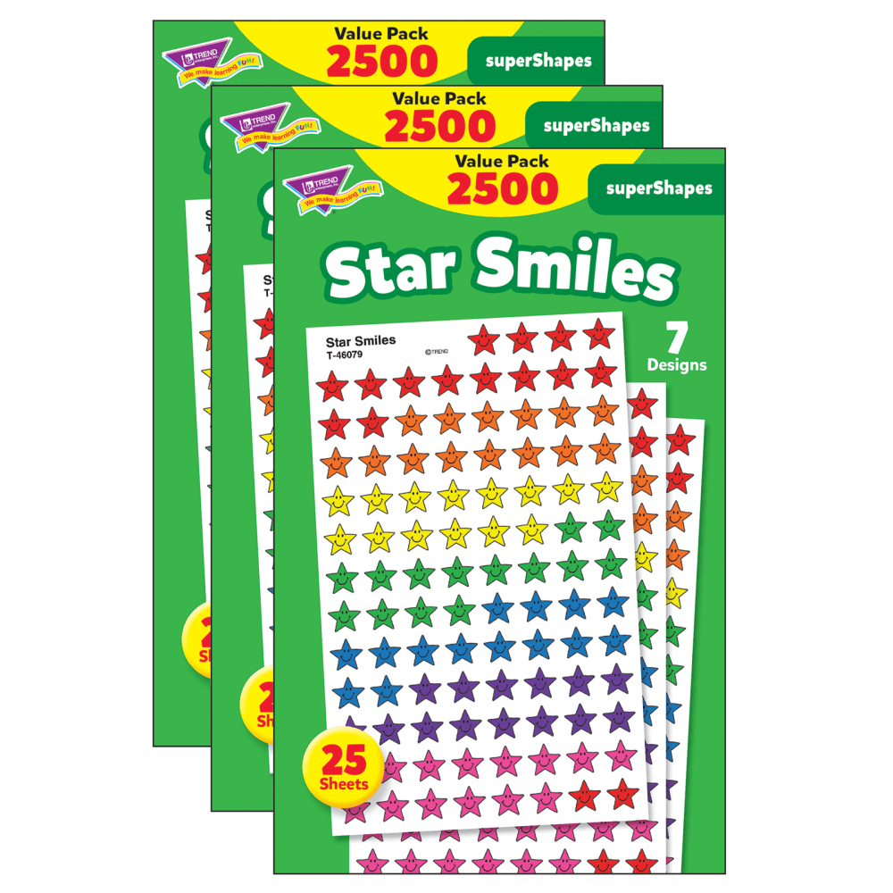 Liven up your classroom with Trend superShapes Stickers Value Packs. These stickers can be used to reward your students or as decoration to brighten your classroom walls and school supplies.  Can be used as incentives for students or as part of your lesson planning.  Can be used to decorate classrooms, backpacks, folders and more.  Acid-free, non-toxic and safe for photos.  Includes 3 sticker packs.