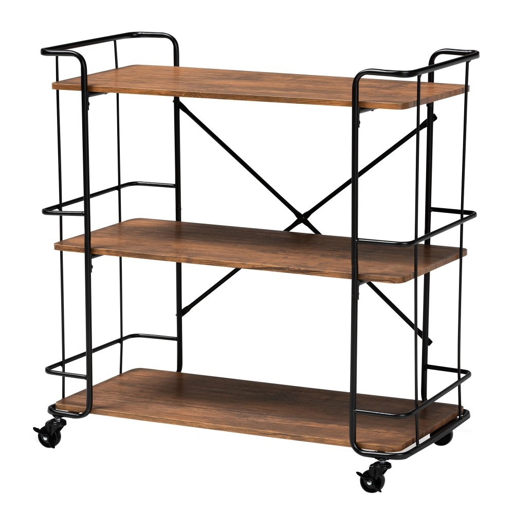 WHOLESALE INTERIORS, INC. Baxton Studio 2721-10302  Neal Bar And Kitchen Serving Cart, 32-11/16in x 32-5/16in, Walnut/Black