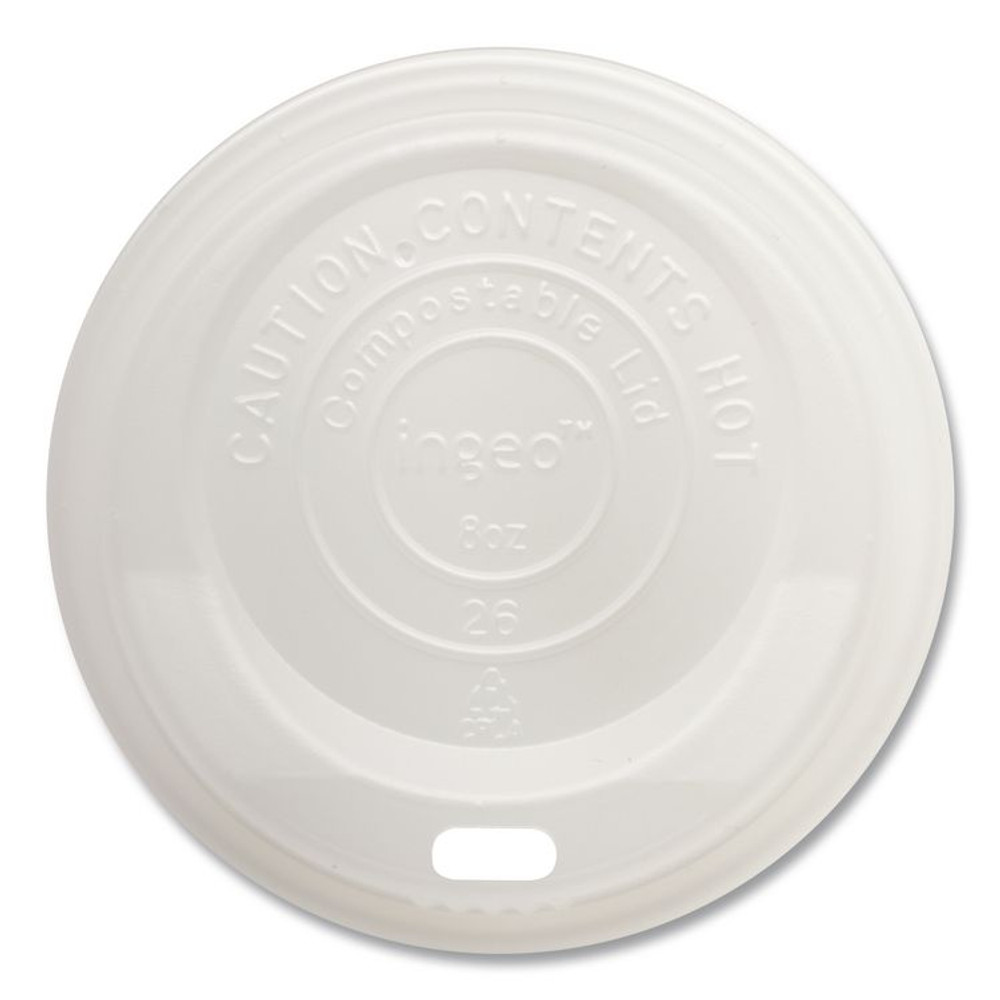 WORLD CENTRIC CULCS8 PLA Lids for Hot Cups, Fits 8 oz Hot Cups, Plastic, White, 1,000/Carton