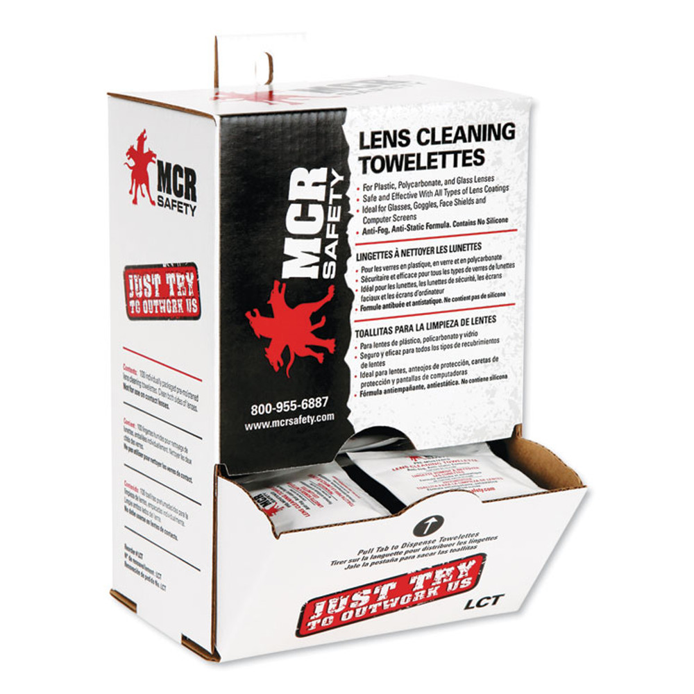 MCR SAFETY LCTCT Lens Cleaning Towelettes, 100/Box, 10 Box/Carton