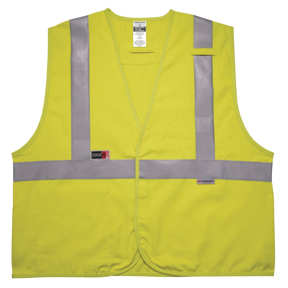 ERGODYNE CORPORATION Ergodyne 21469  GloWear Flame-Resistant Hi-Vis Safety Vest, Class 2, 4X/5X, Lime, 8261FRHL