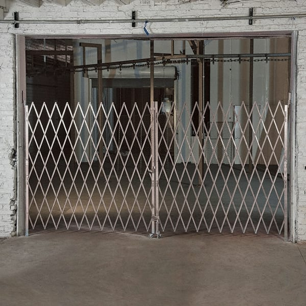 Illinois Engineered Products PFG2085 Bi-Parting Folding Gate: 102" High, Steel Frame, Silver