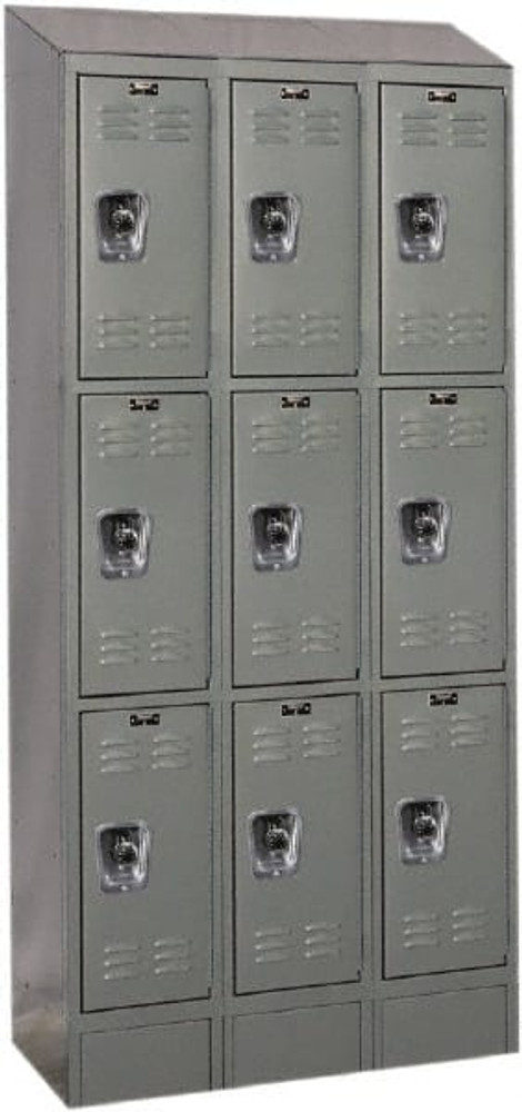 Hallowell URB3258-3ASB-HG 3-Wide Locker: 12" Wide, 78" High, Padlock