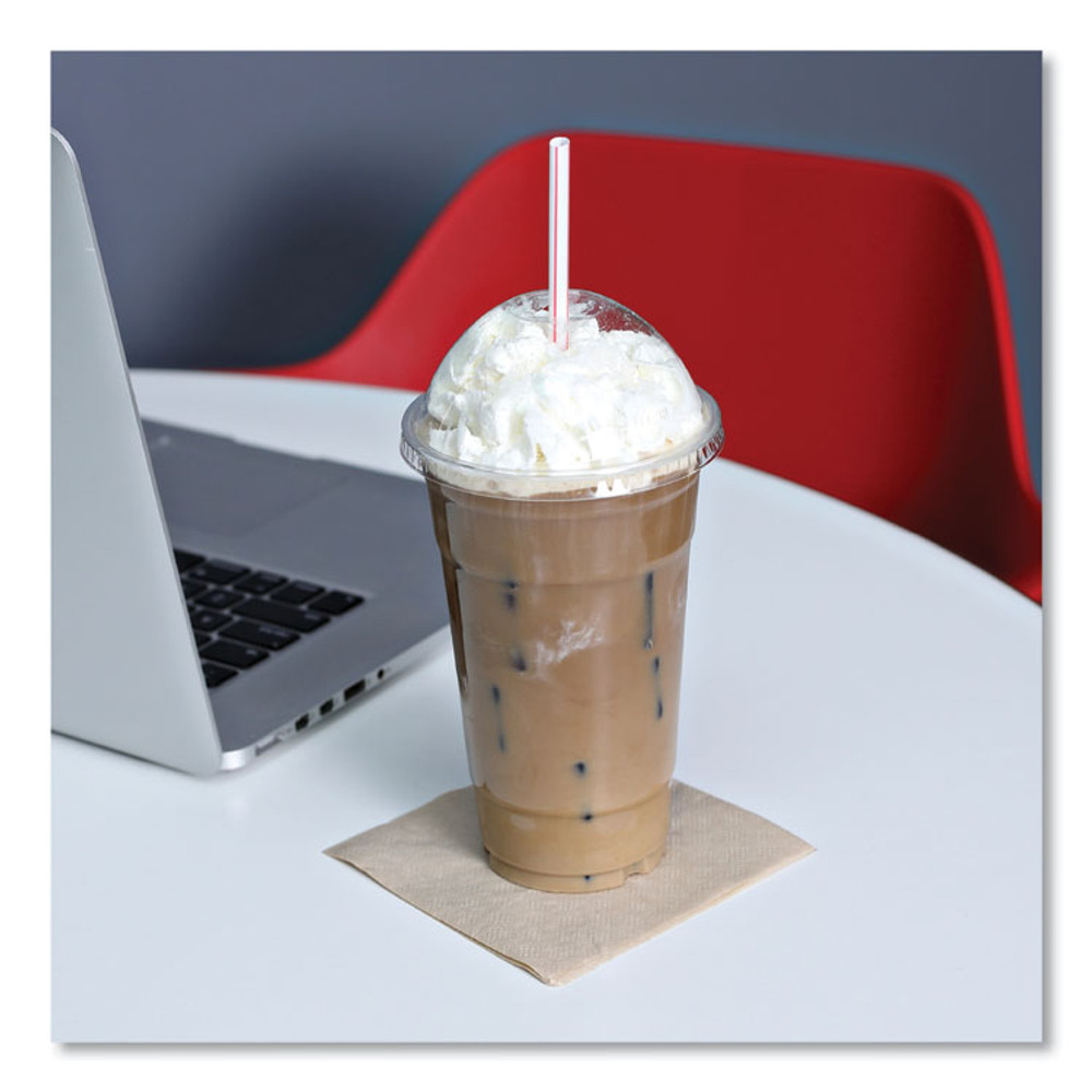BOARDWALK JSTW775S24 Wrapped Jumbo Straws, 7.75", Plastic, White/Red Stripe, 400/Pack, 25 Packs/Carton