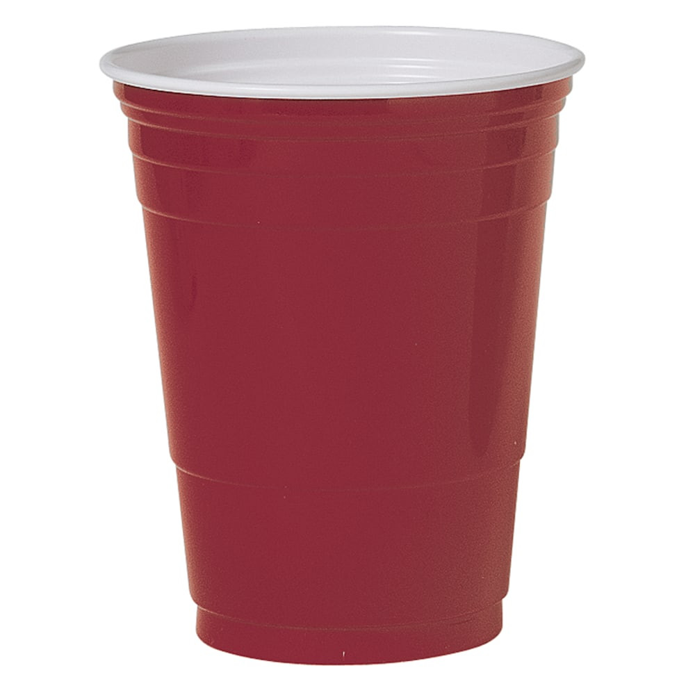 Stock your party with these durable Solo plastic cups. Grab 1 of these 16-oz plastic party cups and fill it up with your favorite cold beverage.  Crack-resistant plastic helps ensure durability.  Multi-layered construction makes the cups strong and rigid when filled with your favorite beverage.  Party cups in a box of 50 feature bright red coloring.