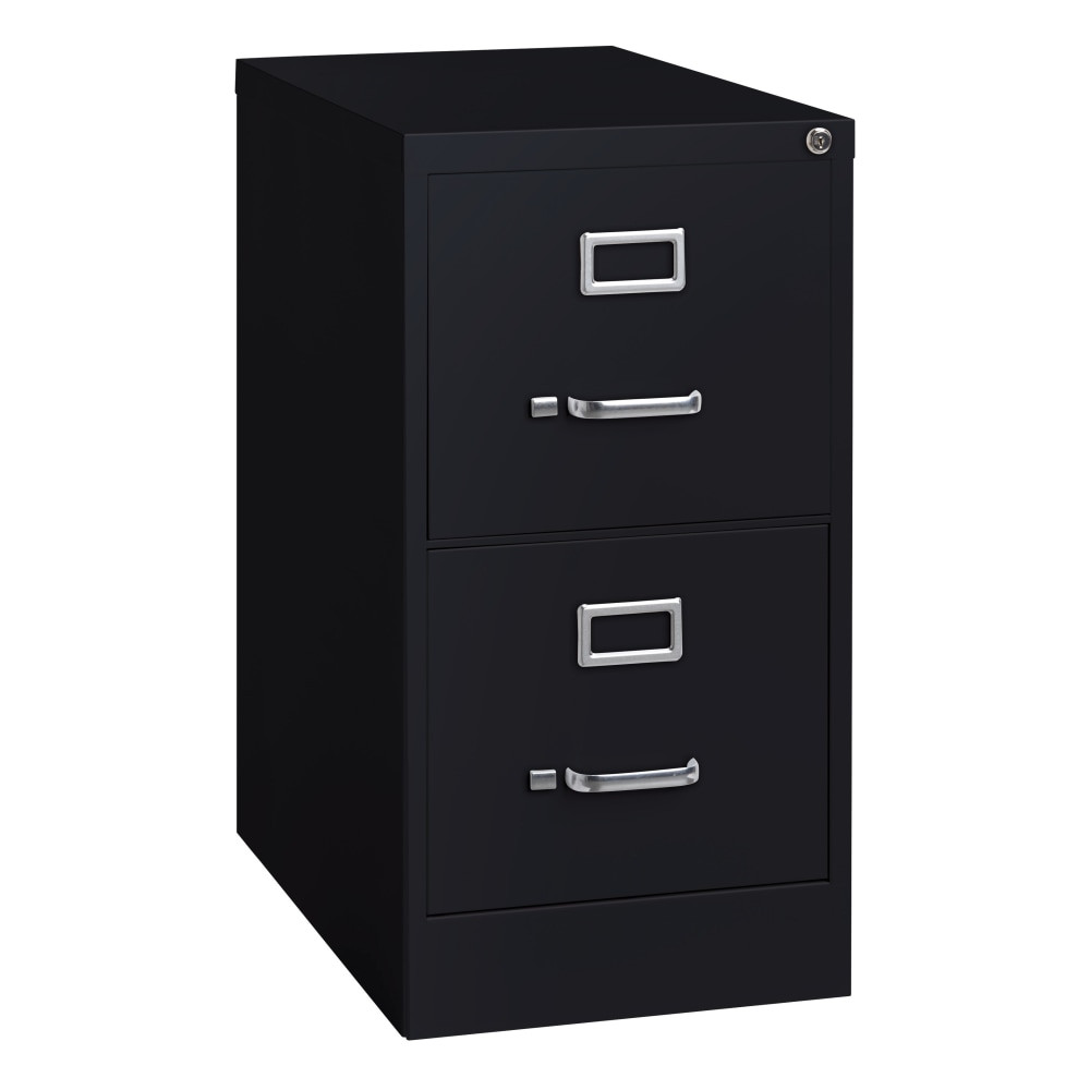 Bring order to office paperwork with this WorkPro vertical file cabinet. The 4 drawers offer ample space for letter-size documents, and the high sides support hanging file systems for convenient organization. A core-removable lock secures important documents for your peace of mind. With a galvanized body and metal construction, this WorkPro vertical file cabinet resists rust for a long-lasting addition to your workspace.  Metal construction offers lasting durability.  4 drawers provide space for letter-size files.  Core-removable lock for added security.  2-drawer file cabinet offers a weight capacity of 45 lb per drawer.  Realspace 2-drawer vertical file cabinet measures 28-3/8in in height.  Stylish Realspace vertical file cabinet in black.  GREENGUARD Gold certified  - certified for low chemical emissions: UL.COM/GG - UL 2818. Ranked in two tiers: Certified and Gold.  Tested to meet ANSI/BIFMA Performance Standards - Manufacturer testing has been conducted on this product to meet specific performance requirements and safety standards set forth by the American National Standards Institute (ANSI) and the Business and Institutional Furniture Manufacturers.  Less harsh chemicals - made with fewer harsh chemicals, or safer chemicals than typical alternatives, helping  reduce your use of and exposure to substances that may be more harmful to your health and the environment.  Contains Recycled Content - See Specs for Details.