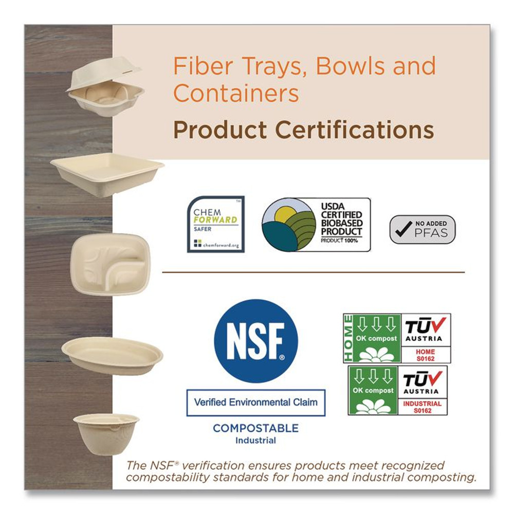 WORLD CENTRIC BOSCU11LFP Fiber Bowls, 11.5 oz, 6 x 6 x 1.7, Natural, Paper, 1,000/Carton