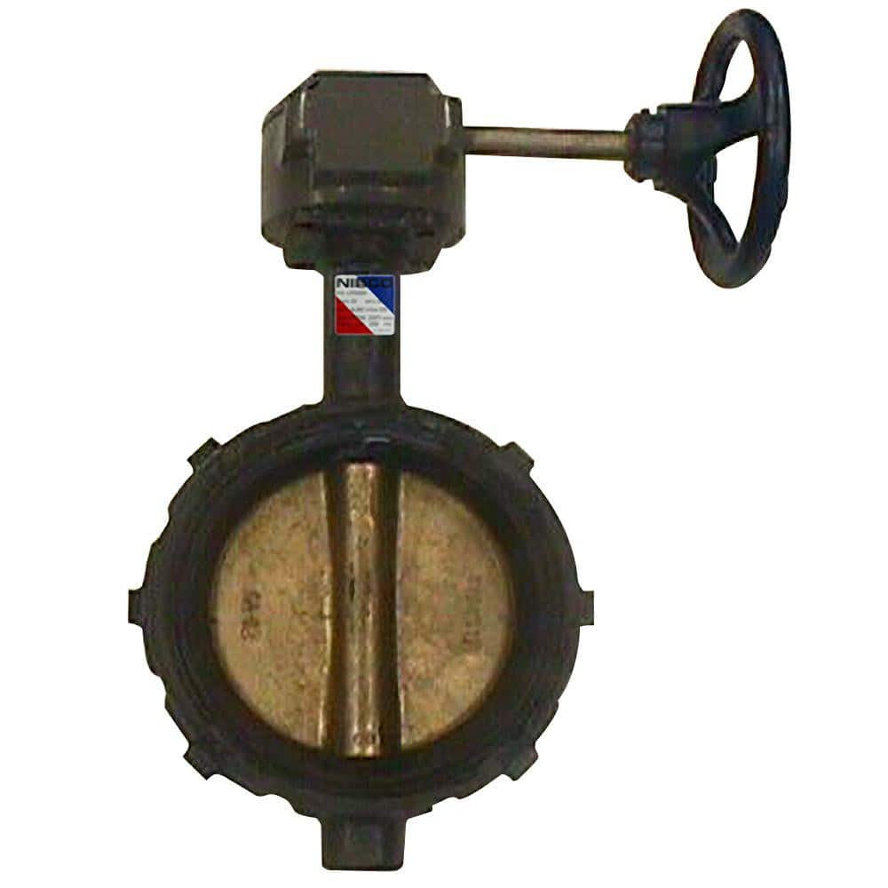 NIBCO NLH160H Manual Wafer Butterfly Valve: 4" Pipe, Gear Handle