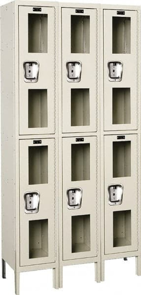 Hallowell USV3258-2A-PT 3-Wide Locker: 12" Wide, 14" Deep, 78" High, Padlock