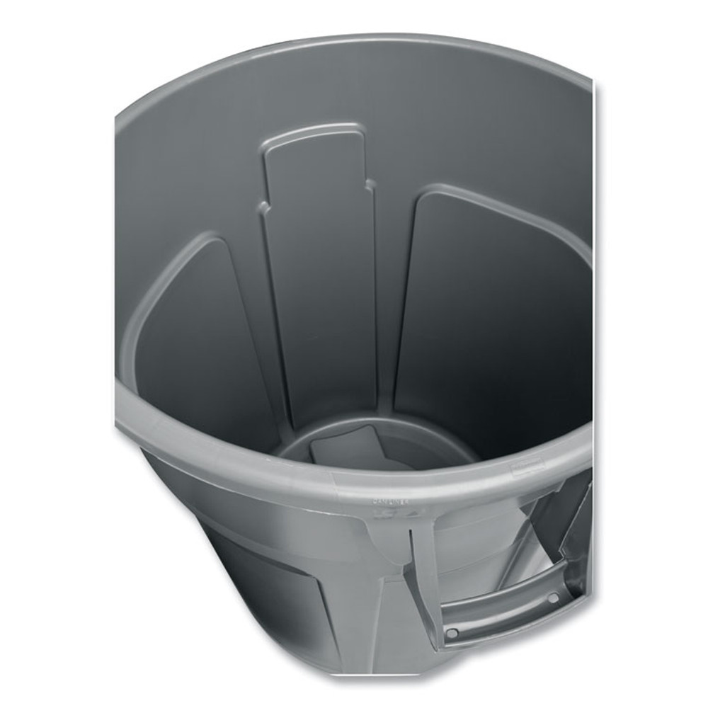 RUBBERMAID COMMERCIAL PROD. 265500GY Vented Round Brute Container, 55 gal, Plastic, Gray