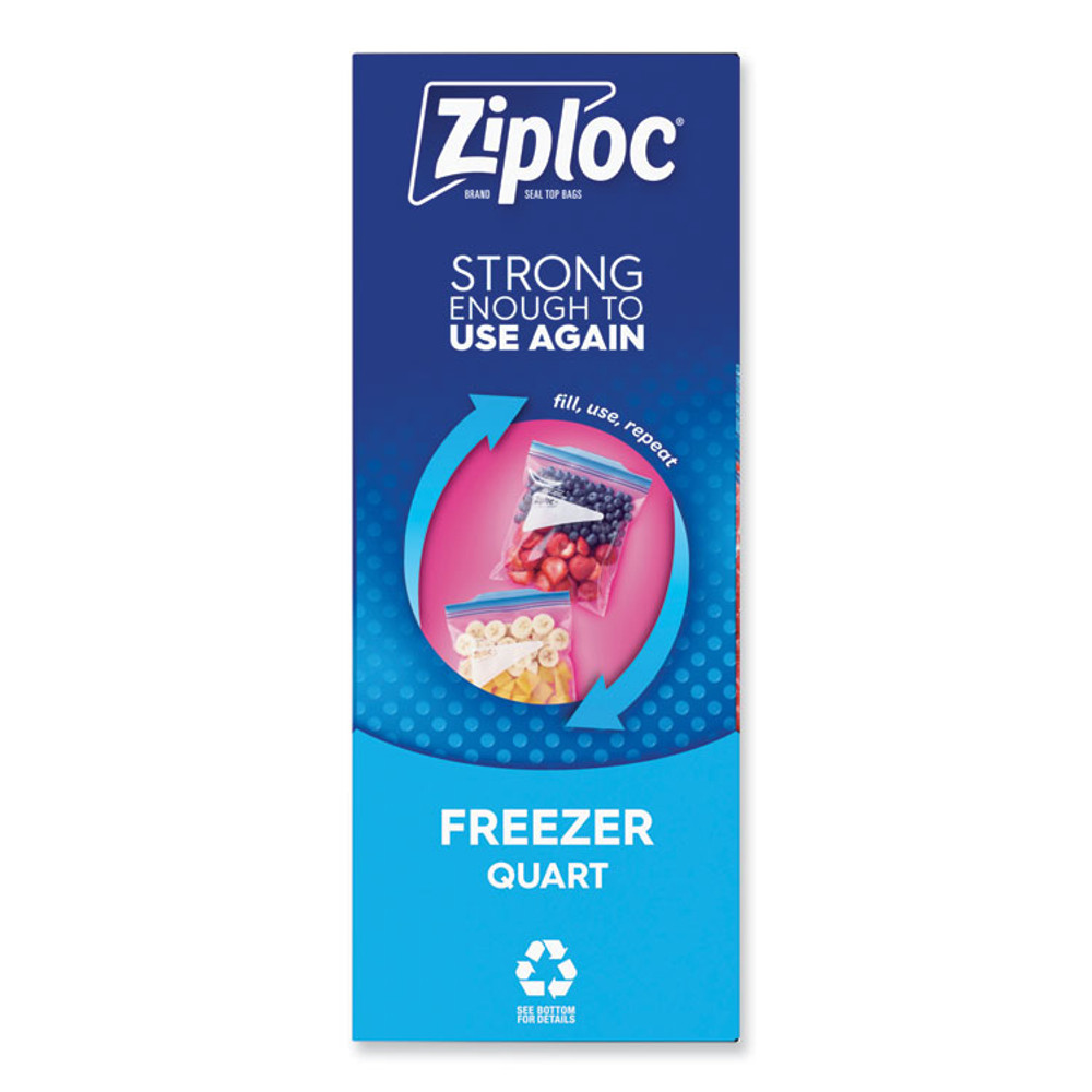 SC JOHNSON Ziploc® 314444 Zipper Freezer Bags, 32 oz, 6.97" x 7.7", Clear, 38 Bags/Box, 9 Boxes/Carton