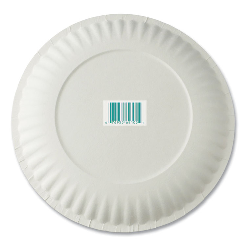 AJM PACKAGING CORP. Corporation PP6GREWH White Paper Plates, 6" dia, 100/Pack, 10 Packs/Carton