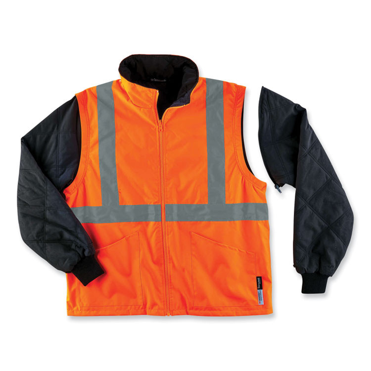 TENACIOUS HOLDINGS, INC. ergodyne® 24372 GloWear 8385 Class 3 Hi-Vis 4-in-1 Jacket, Small, Orange