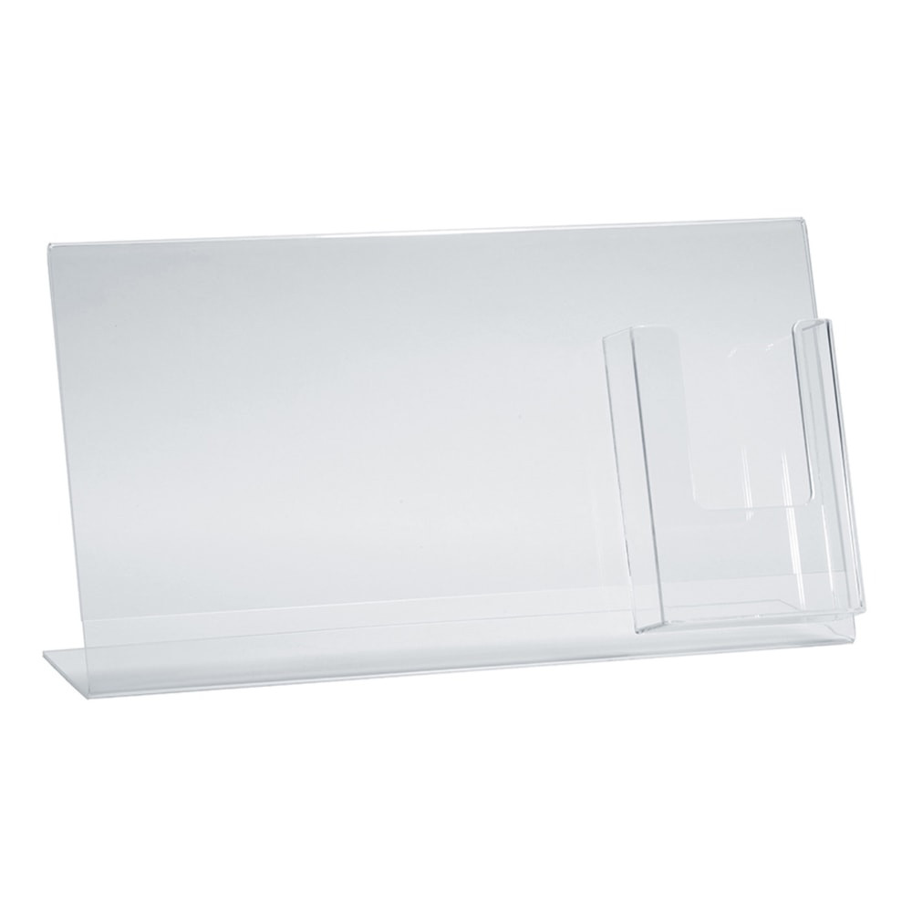 AZAR DISPLAYS 252057  Acrylic Horizontal/Vertical L-Shaped Sign Holders With Brochure Pocket, 8-1/2inH x 16inW x 3inD, Clear, Pack Of 2 Holders