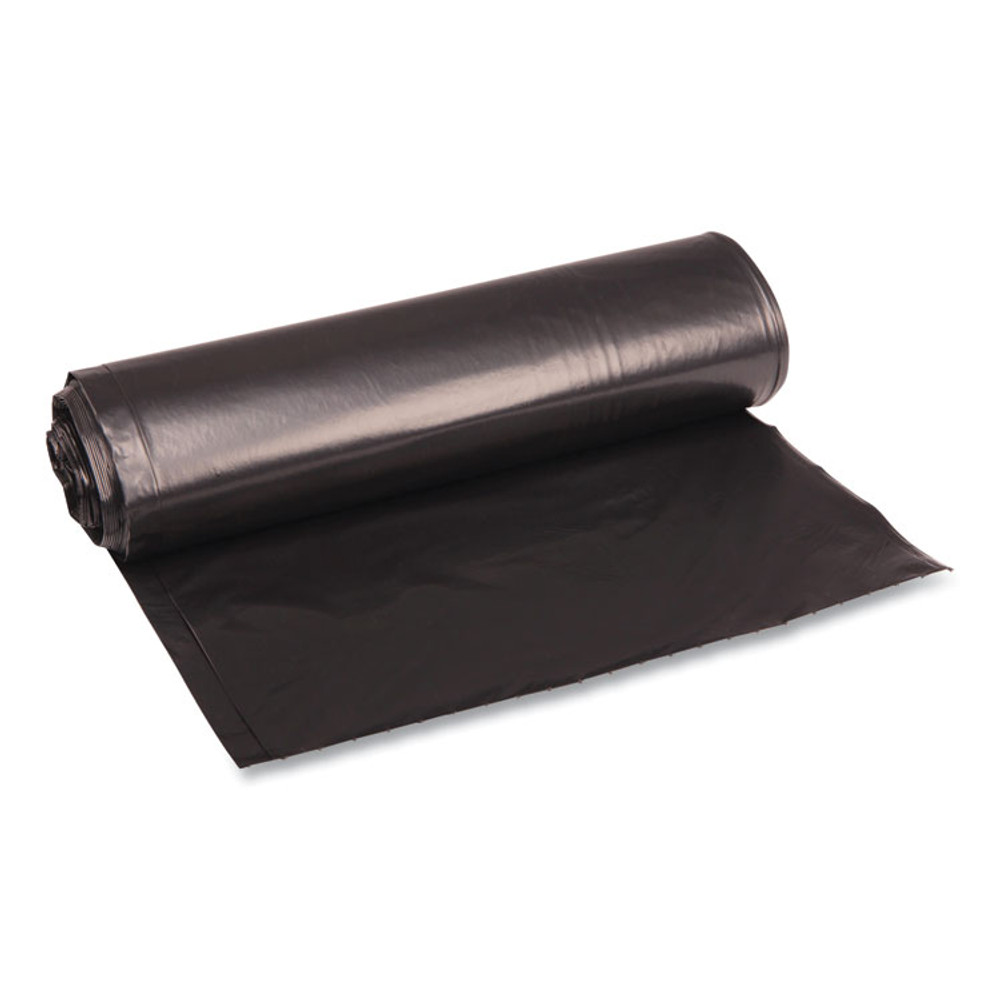 BOARDWALK 516 Recycled Low-Density Polyethylene Can Liners, 33 gal, 1.2 mil, 33" x 39", Black, Perforated, 10 Bags/Roll, 10 Rolls/Carton