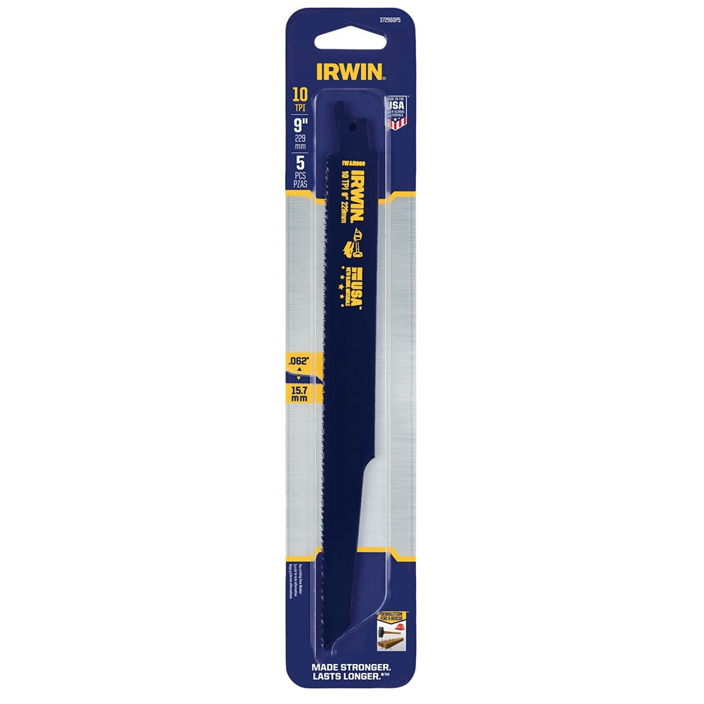 Irwin Blades 372960P5 Reciprocating Saw Blade: 9" Long, Bi-Metal