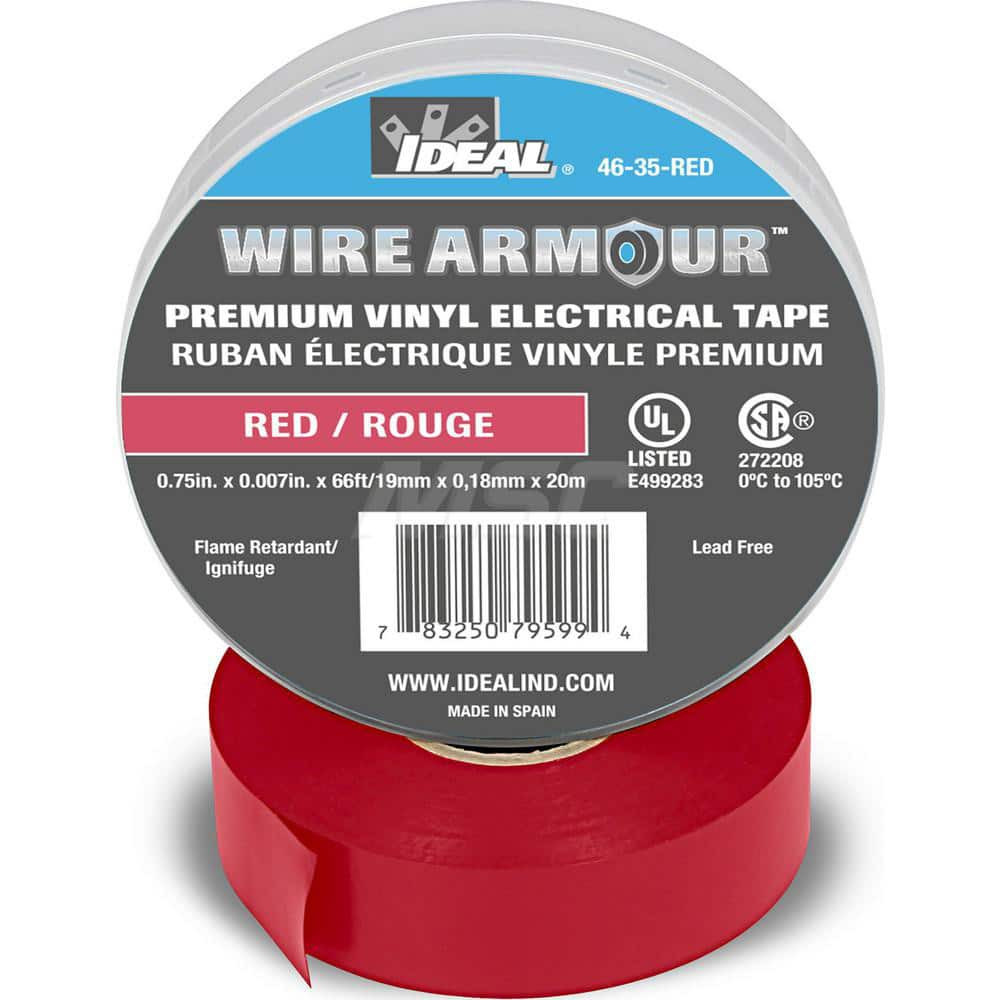 Ideal 46-35-RED Vinyl Film Electrical Tape: 3/4" Wide, 66' Long, 7 mil Thick, Red