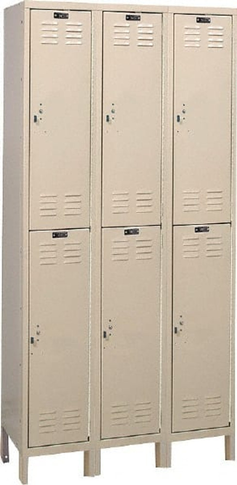 Hallowell UH3258-2A-PT 3-Wide Locker: 12" Wide, 14" Deep, 78" High, Padlock