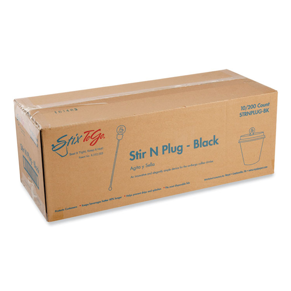 AMERCAREROYAL STRNPLUGBK Beverage Plugs, Black, 200/Box, 10 Boxes/Carton