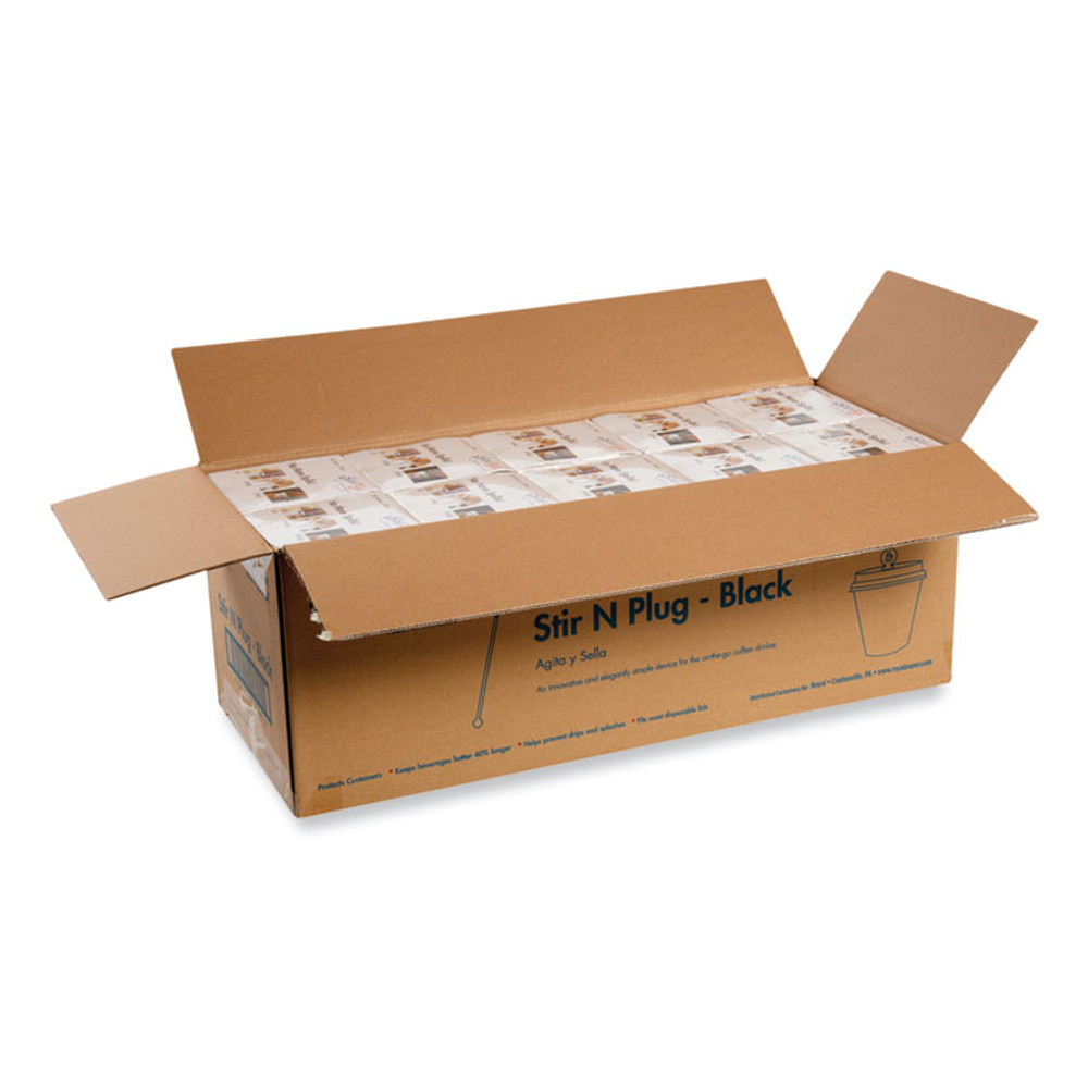 AMERCAREROYAL STRNPLUGBK Beverage Plugs, Black, 200/Box, 10 Boxes/Carton